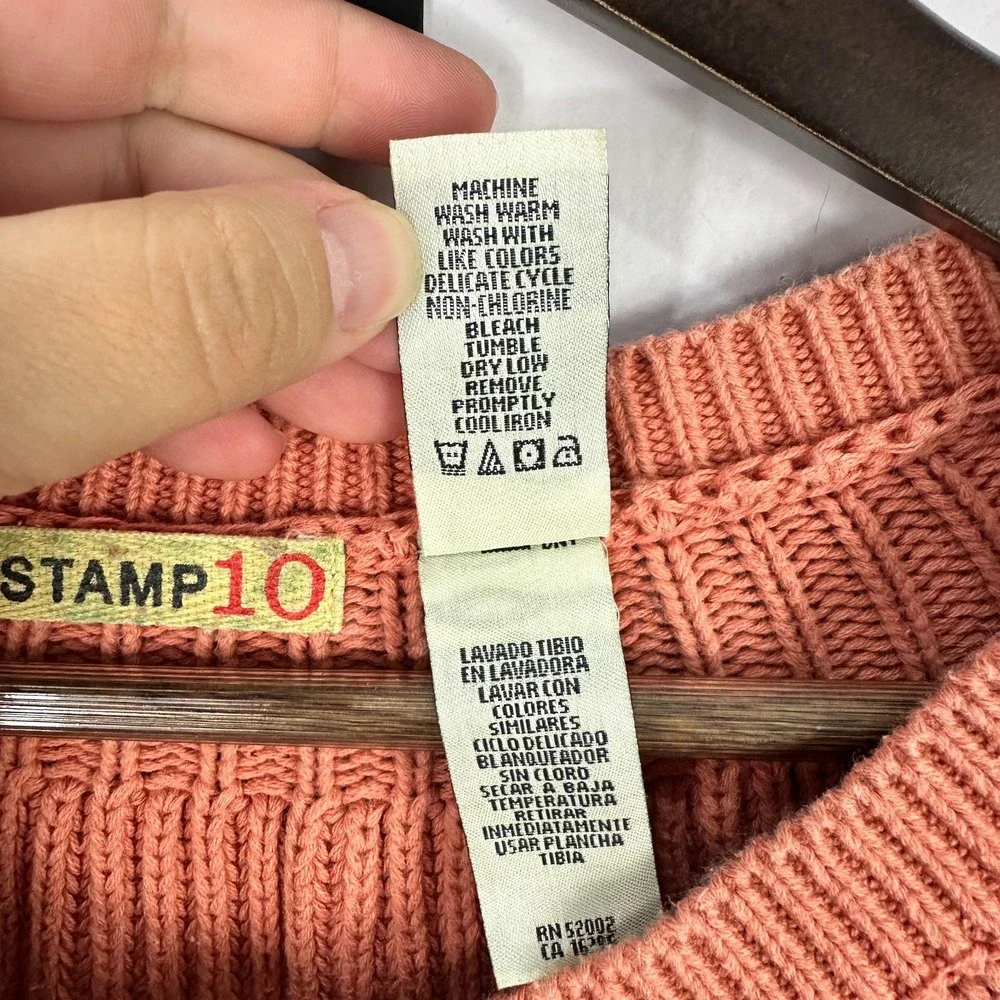 Vintage Y2K‎ Stamp 10 Coral Button Cardigan S Cropped Cottagecore Preppy Indie - Picture 3 of 6